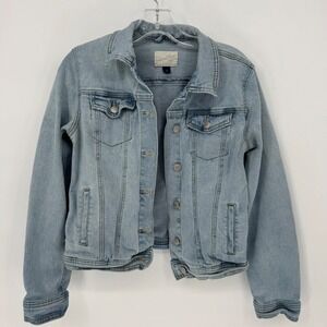 Universal Thread Light Wash Denim Trucker Jacket Womens Small Blue Stretch Jean